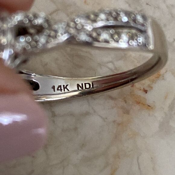 14K WG Crisscross Shank Genuine Diamond Halo Engagement Ring - Picture 7 of 11